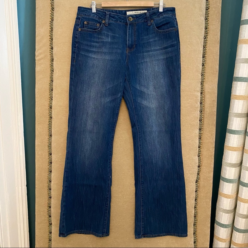 DKNY Soho Flare Jean in Medium Blue Plus Size